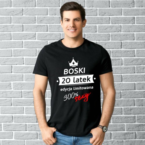 Koszulka Męska Urodzinowa Boski 20 latek Edycja Limitowana