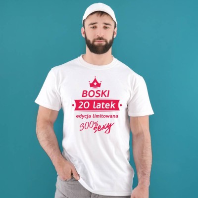 Koszulka Męska Urodzinowa Boski 20 latek Edycja Limitowana