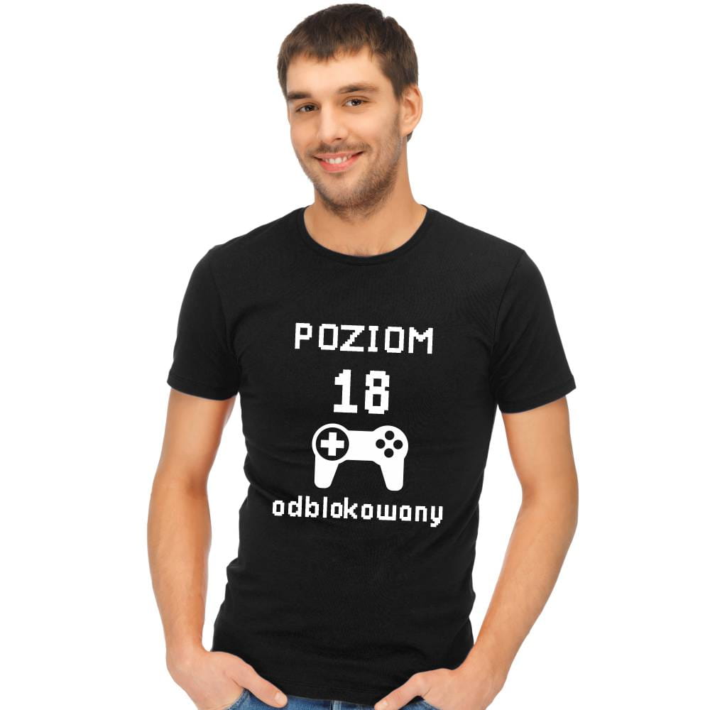 Koszulka Męska T-Shirt Urodzinowa Poziom 18 odblokowany