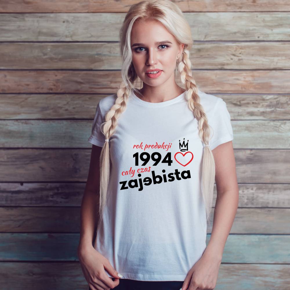 Koszulka Damska T-Shirt Urodzinowa Na Prezent Rok Produkcji