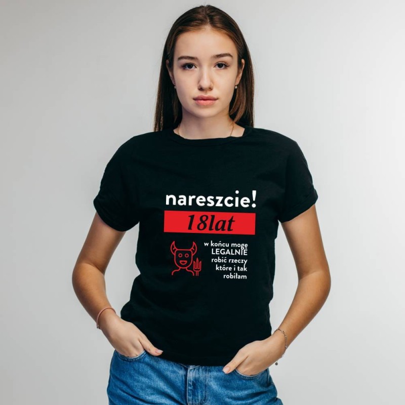 Koszulka Damska T-Shirt Urodzinowa Na Prezent  18 Lat