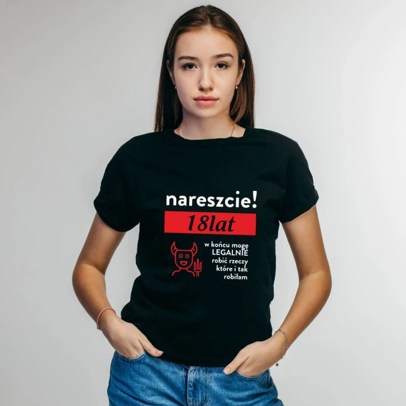 Koszulka Damska T-Shirt Urodzinowa Na Prezent  18 Lat