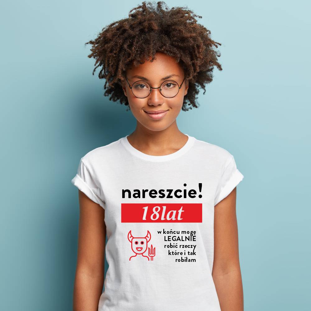 Koszulka Damska T-Shirt Urodzinowa Na Prezent  18 Lat