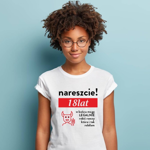 Koszulka Damska T-Shirt Urodzinowa Na Prezent  18 Lat