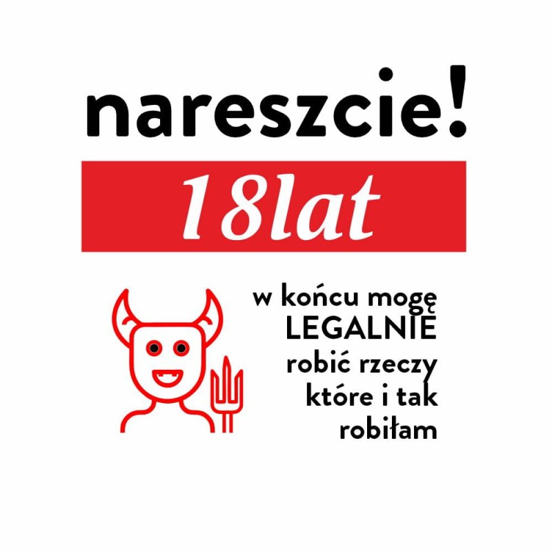 Koszulka Damska T-Shirt Urodzinowa Na Prezent  18 Lat