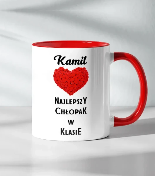 Kubek Najlepszy Chłopak W Klasie — widok kubka z nadrukiem
