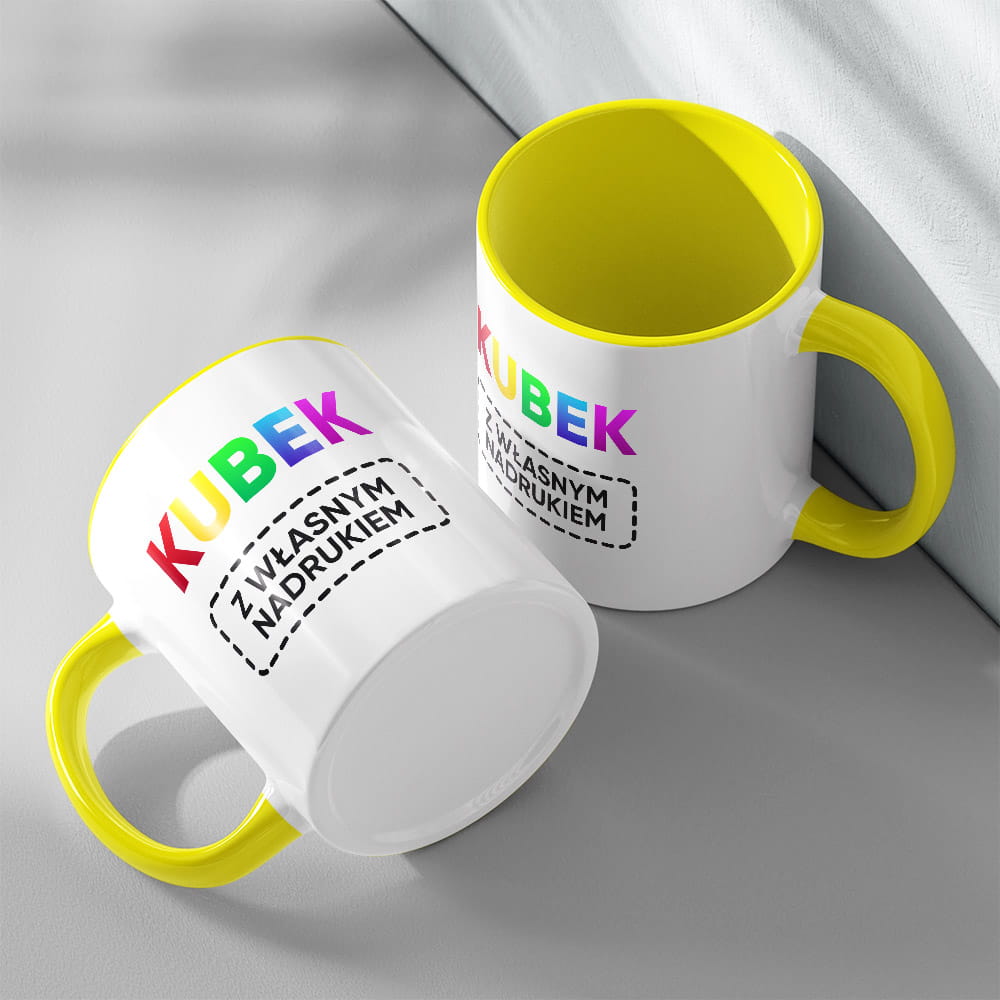 Kubek Żółty Z Własnym Nadrukiem