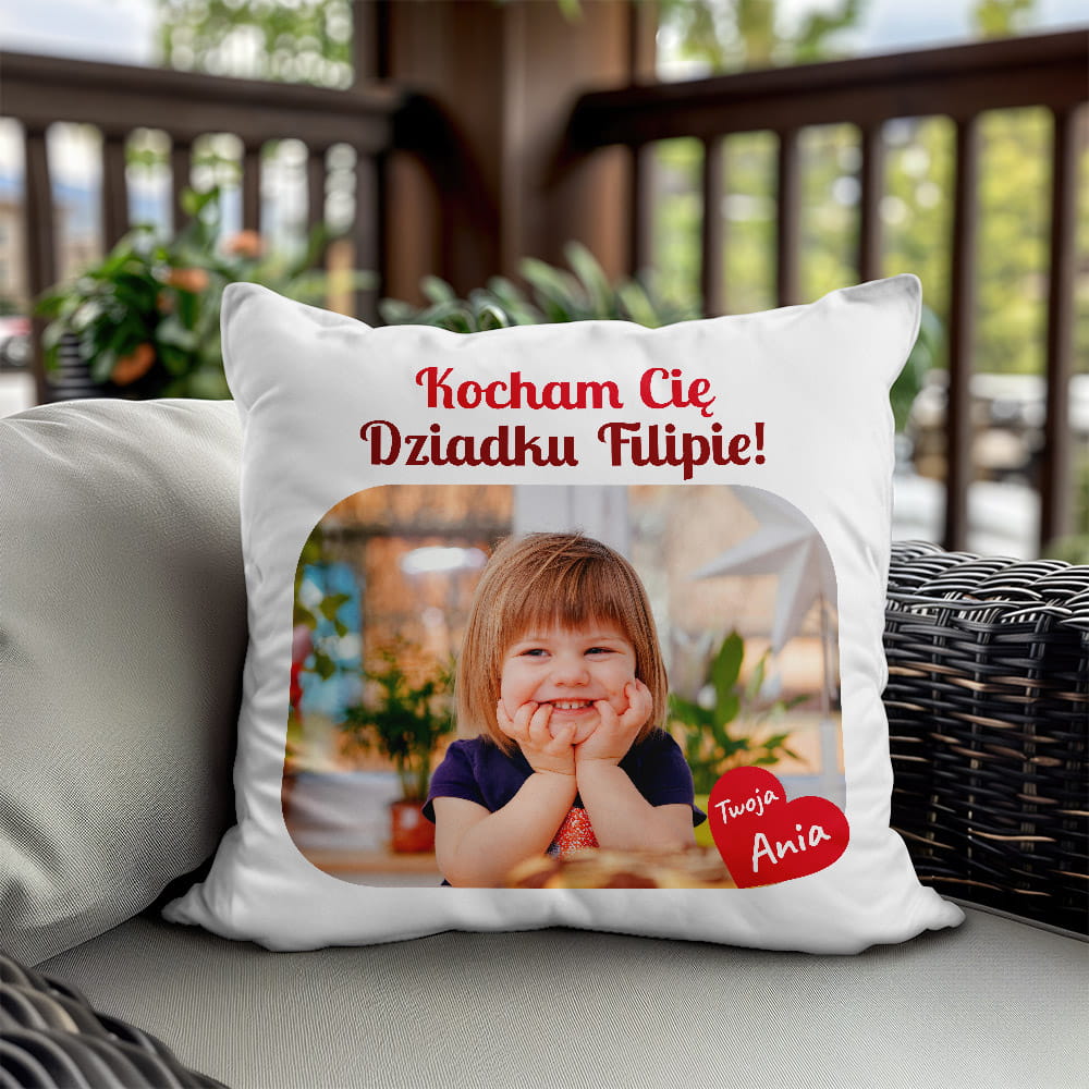 Poduszka Dla Dziadka Ze Zdjęciem i Imionami