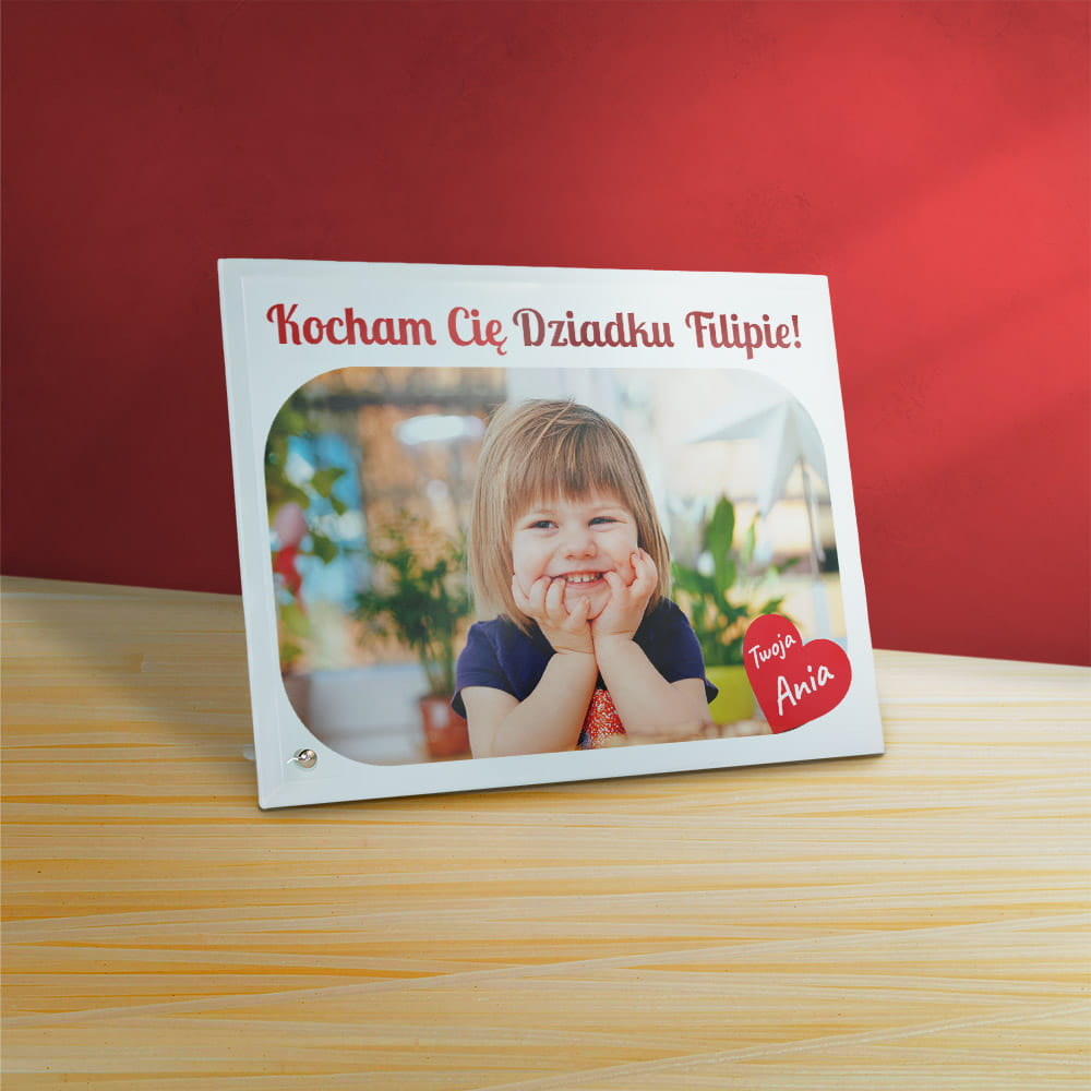 Ramka Na Dzień Dziadka Ze Zdjęciem I Imionami Na Szkle