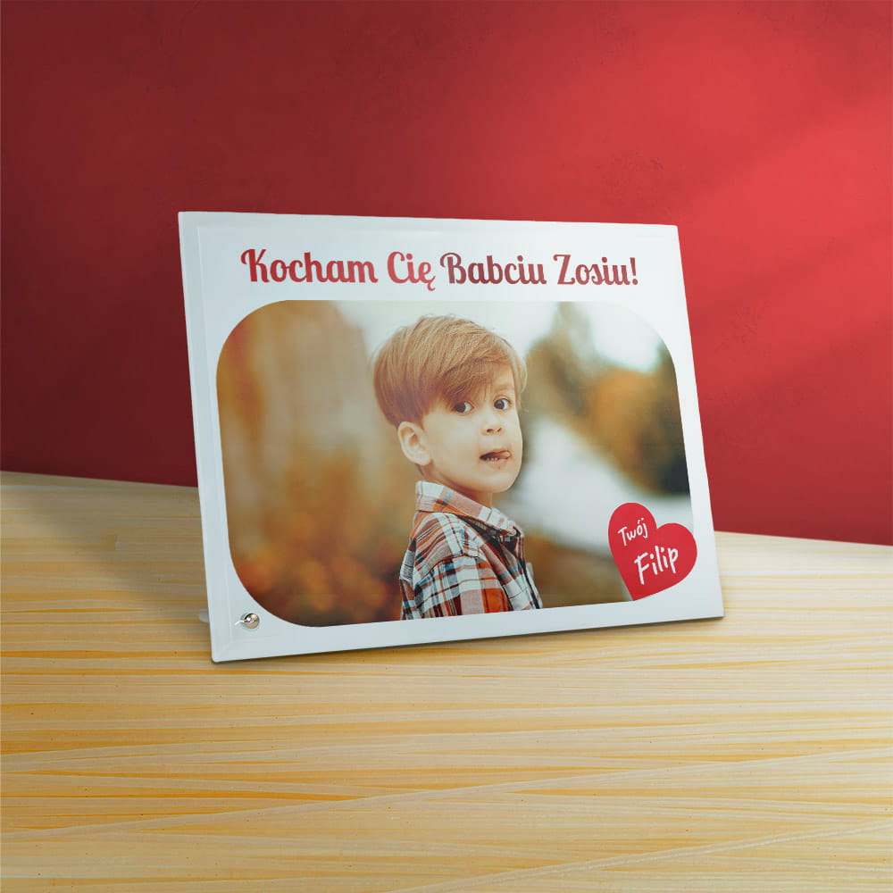 Ramka Na Dzień Babci Ze Zdjęciem i Imionami Na Szkle