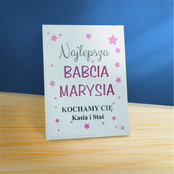 Ramka Na Dzień Babci Z Imieniem I Dedykacją Na Szkle