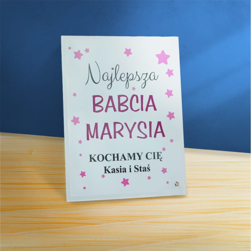 Ramka Na Dzień Babci Z Imieniem I Dedykacją Na Szkle