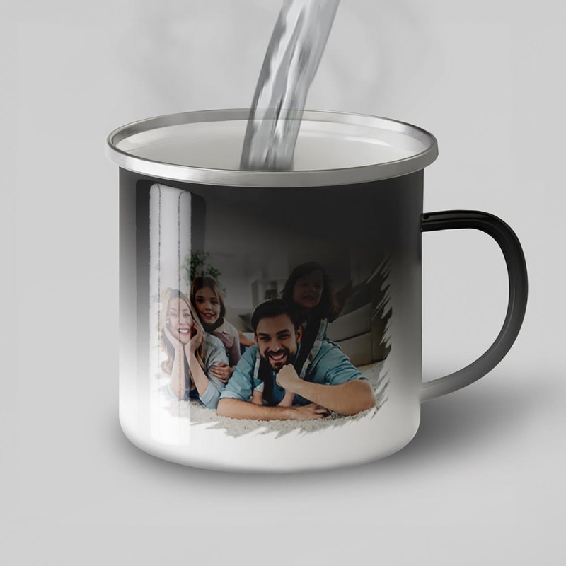 Kubek Magiczny Retro Emaliowany Z Własnym Zdjęciem Nadrukiem