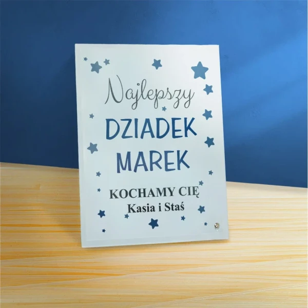 Ramka Na Dzień Dziadka Z Imieniem i Dedykacją Na Szkle