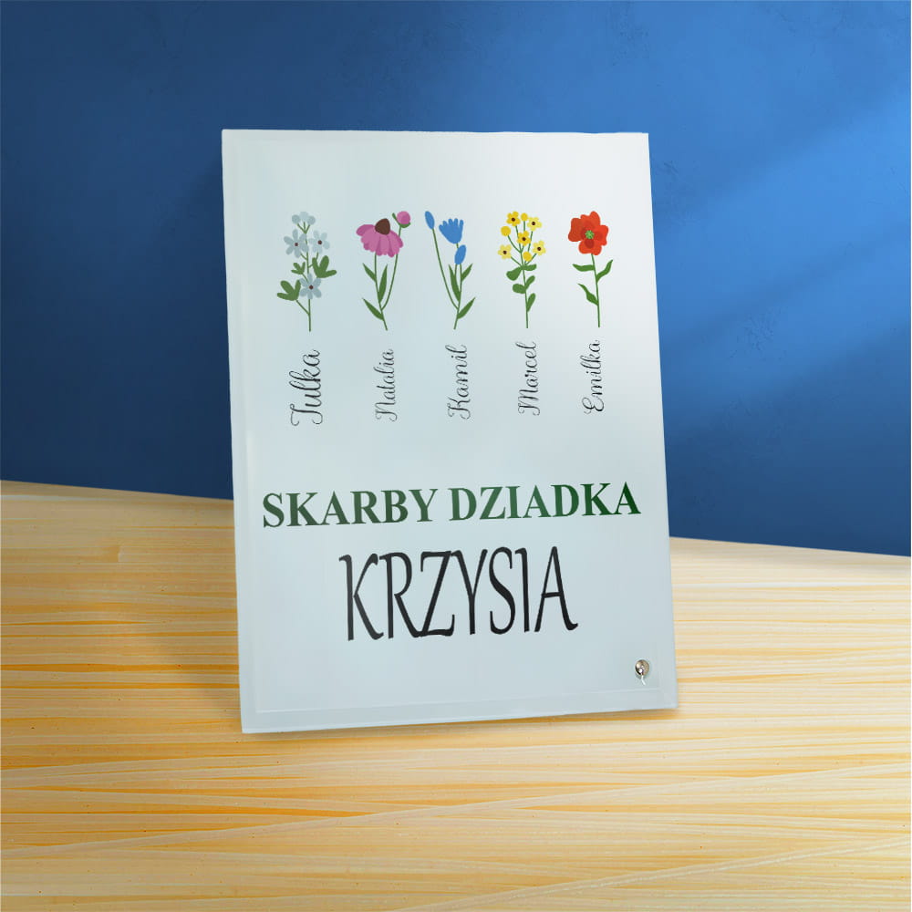 Ramka Na Dzień Dziadka Z Imionami Wnucząt Na Szkle