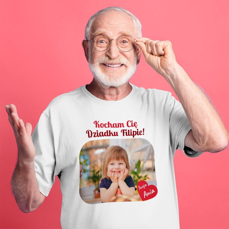 Koszulka Na Dzień Dziadka Ze Zdjęciem i Imionami