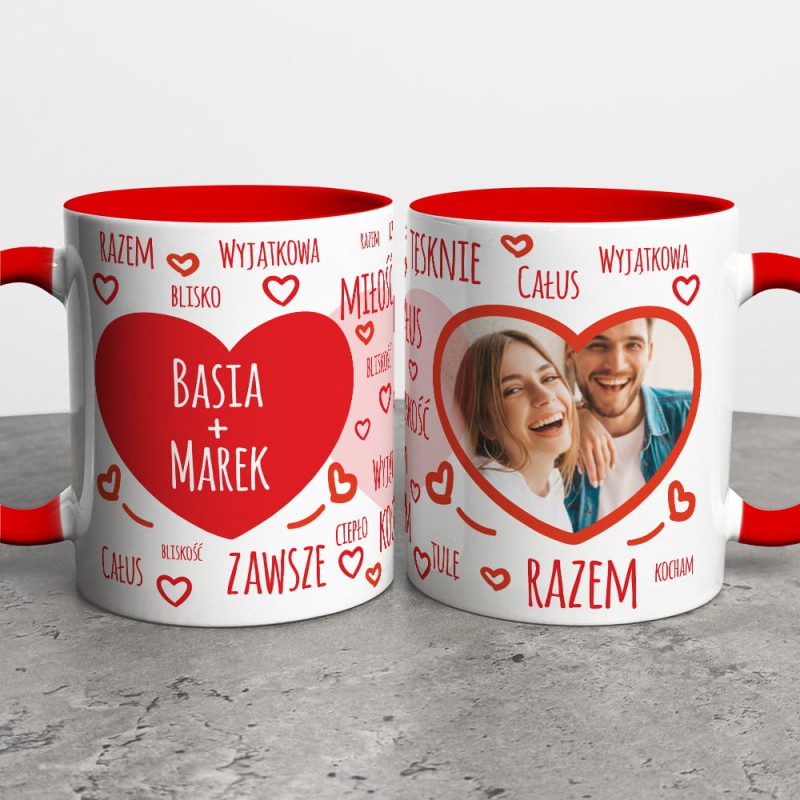 Kubek Na Walentynki Ze Zdjęciem i Imionami