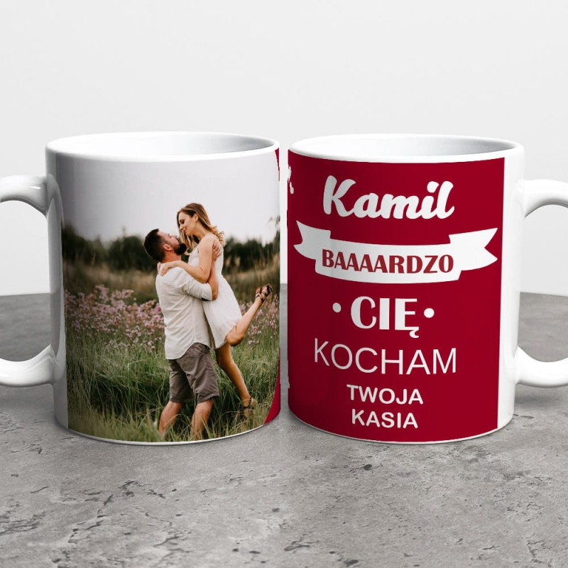 Kubek Na Walentynki Ze Zdjęciem i Imionami