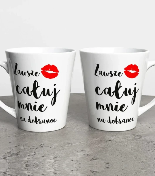 Kubek Latte Na Walentynki Zawsze Całuj Mnie Na Dobranoc – miniatura 1000 × 1134