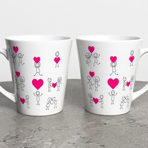 Kubek Latte  Na Walentynki Różowe Serduszka