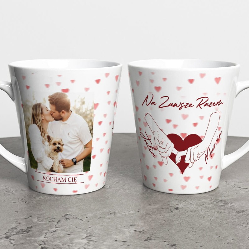 Kubek Latte Na Walentynki Ze Zdjęciem i Imionami