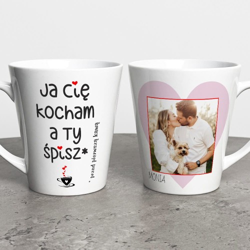 Kubek Latte Na Walentynki Ze Zdjęciem i Imieniem