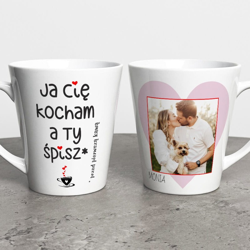 Kubek Latte Na Walentynki Ze Zdjęciem i Imieniem