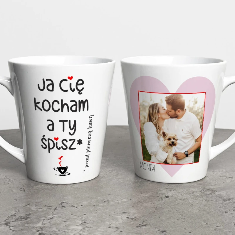 Kubek Latte Na Walentynki Ze Zdjęciem i Imieniem