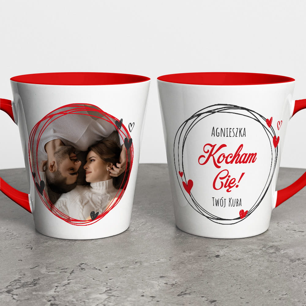 Kubek Latte Na Walentynki Ze Zdjęciem i Imionami