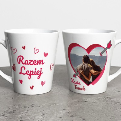 Kubek Latte Na Walentynki Ze Zdjęciem i Imionami