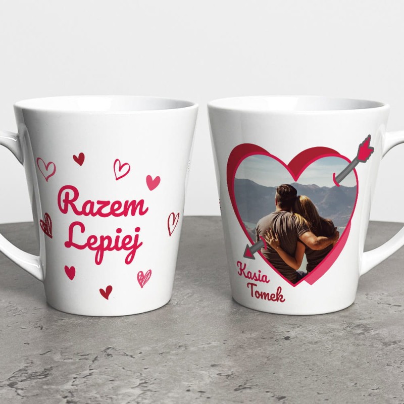 Kubek Latte Na Walentynki Ze Zdjęciem i Imionami