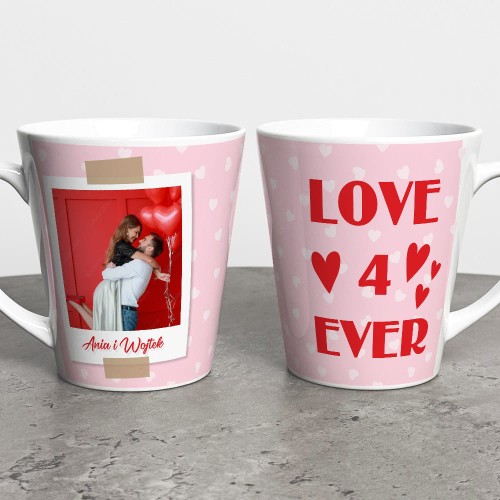 Kubek Latte Na Walentynki Ze Zdjęciem i Imionami