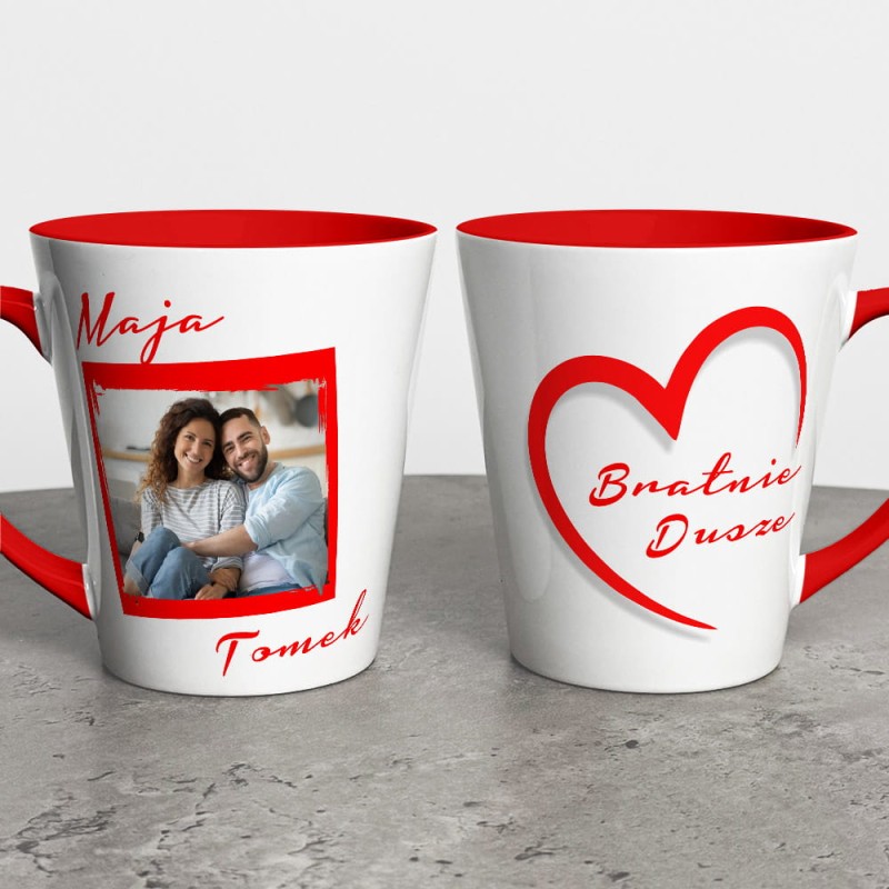Kubek Latte Na Walentynki Ze Zdjęciem i Imionami