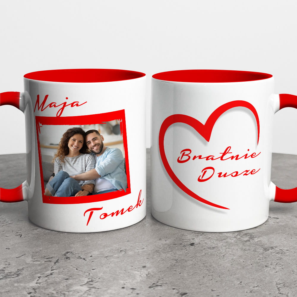 Kubek Na Walentynki Ze Zdjęciem i Imionami