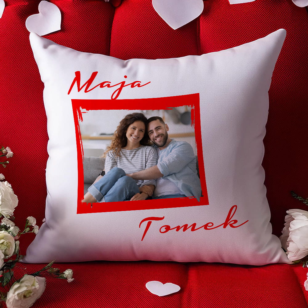 Poduszka Na Walentynki Ze Zdjęciem i Imionami