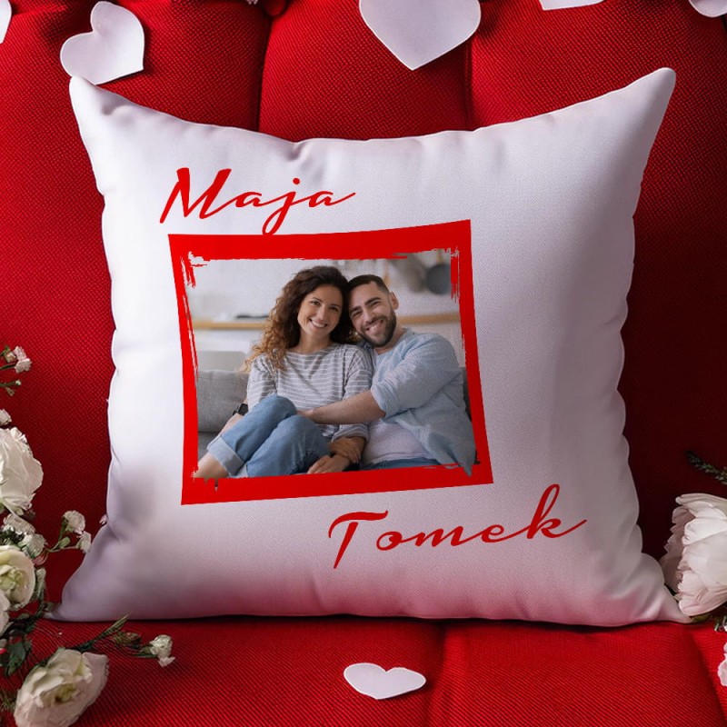 Poduszka Na Walentynki Ze Zdjęciem i Imionami