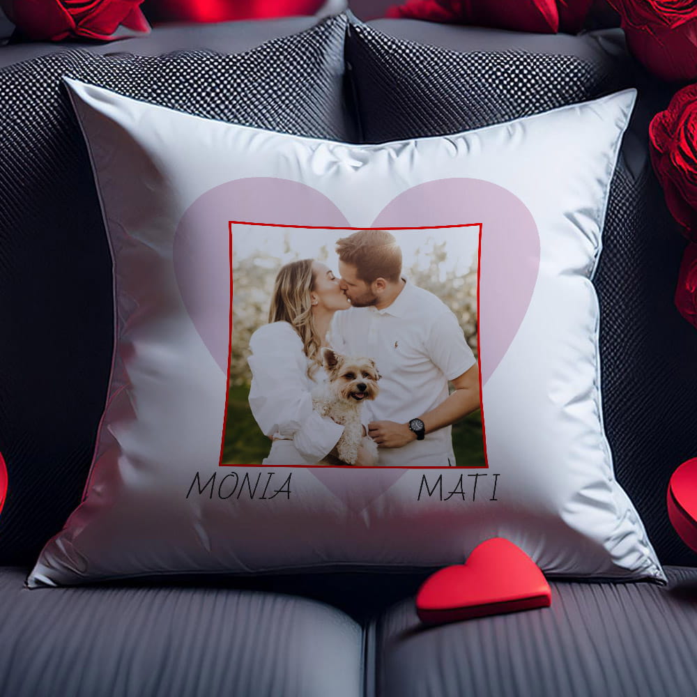 Poduszka Na Walentynki Ze Zdjęciem I  Imionami