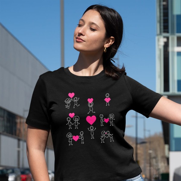 Koszulka Damska Na Walentynki Różowe Serduszka