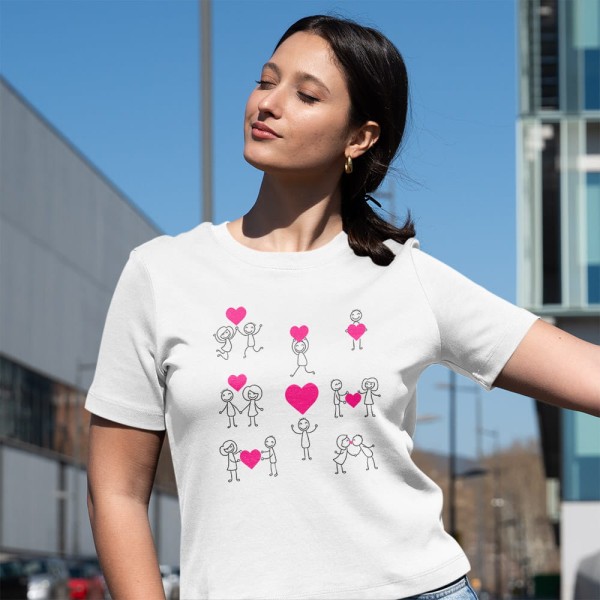 Koszulka Damska Na Walentynki Różowe Serduszka