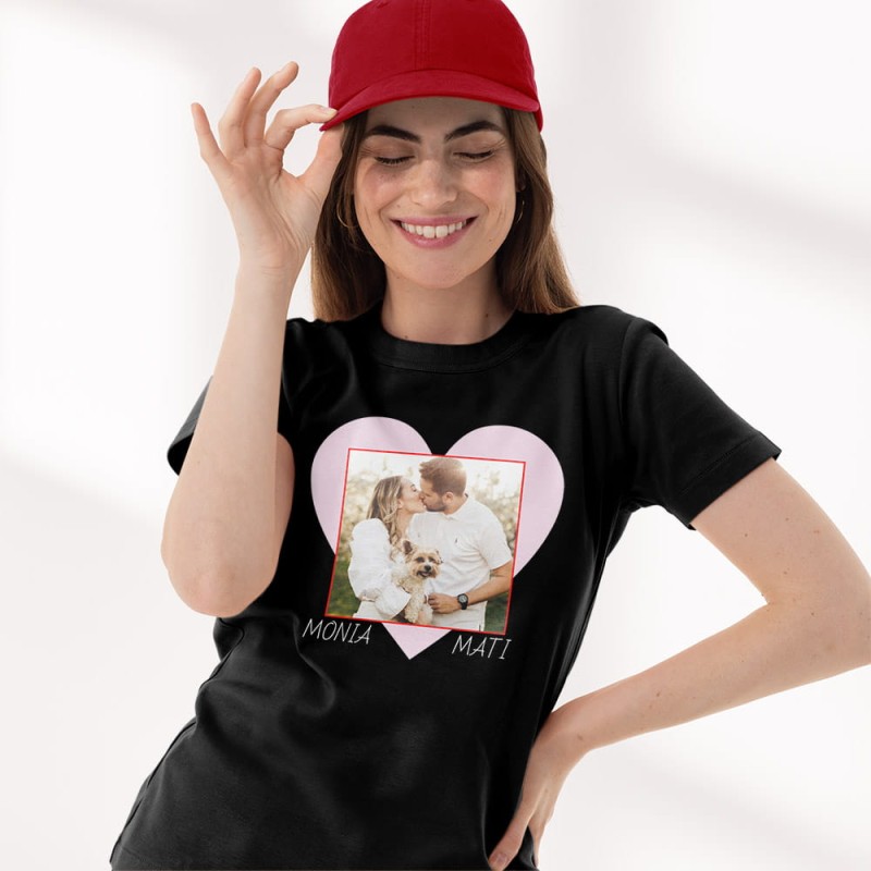 Koszulka Damska Na Walentynki Ze Zdjęciem I Imionami