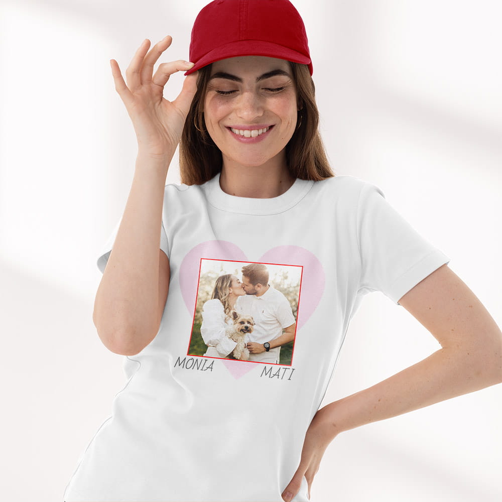 Koszulka Damska Na Walentynki Ze Zdjęciem I Imionami