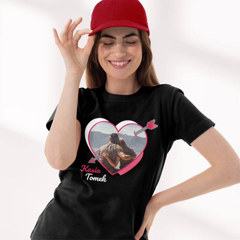 Koszulka Damska Na Walentynki Ze Zdjęciem I Imionami