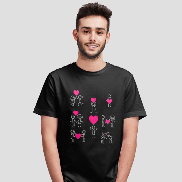 Koszulka Męska Na Walentynki Różowe Serduszka