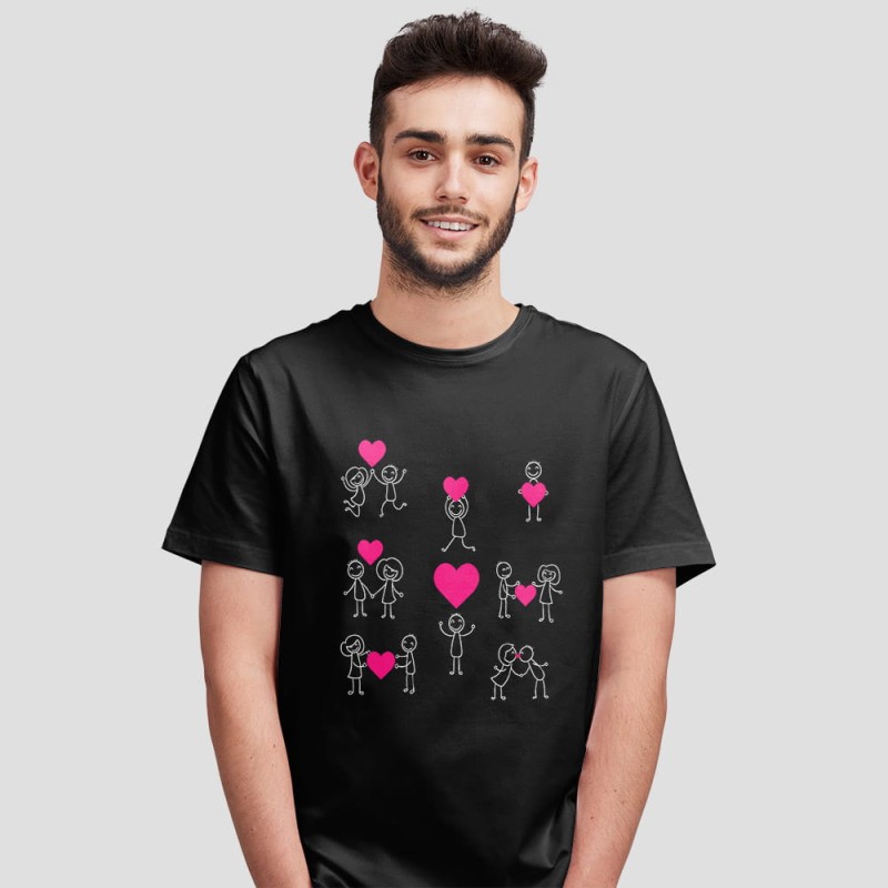 Koszulka Męska Na Walentynki Różowe Serduszka