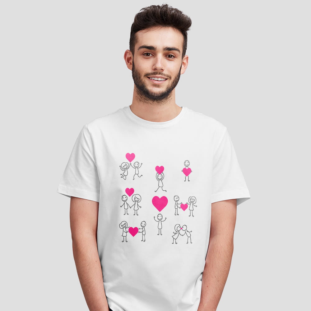 Koszulka Męska Na Walentynki Różowe Serduszka