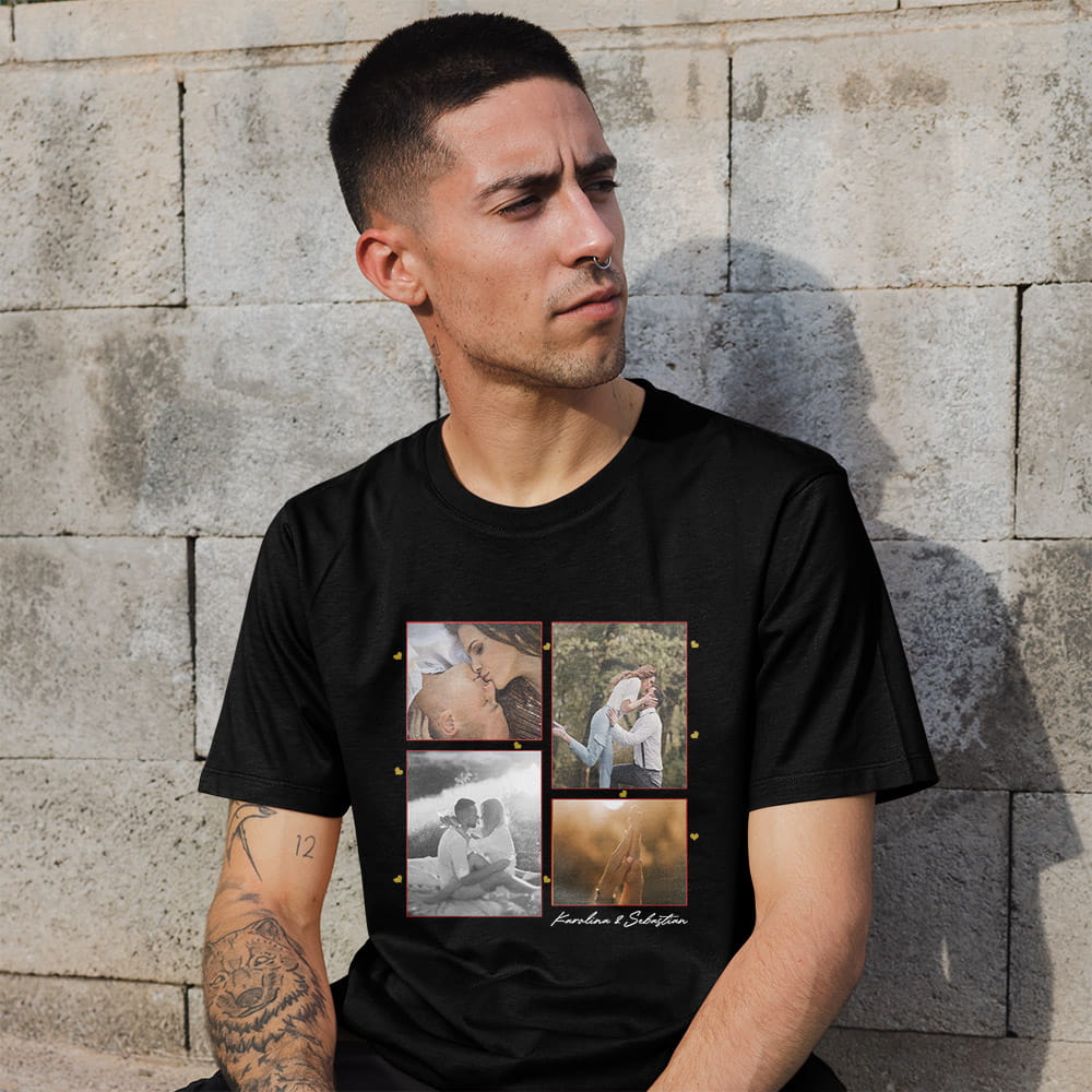 Koszulka Męska Na Walentynki Ze Zdjęciem I Imionami