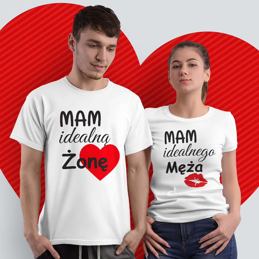 Zestaw Koszulek Idealna Żona Idealny Mą