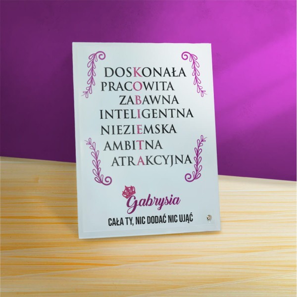 Ramka Na Dzień Kobiet Z Imieniem Na Szkle