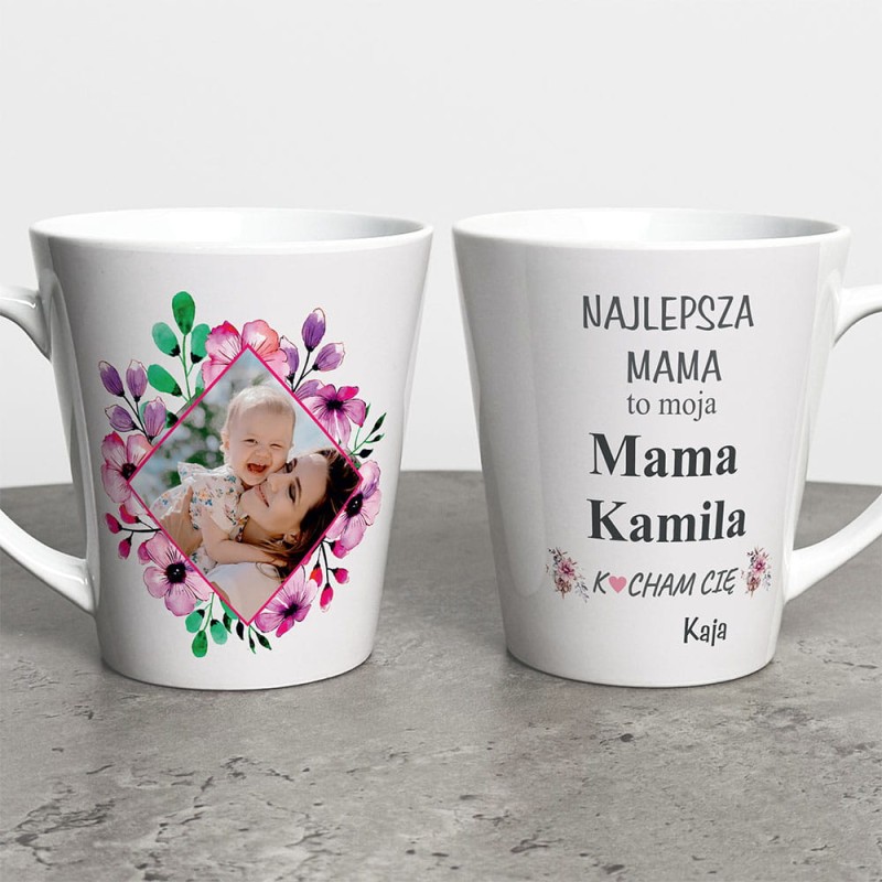 Kubek Latte Na Dzień Mamy Ze Zdjęciem i Imieniem