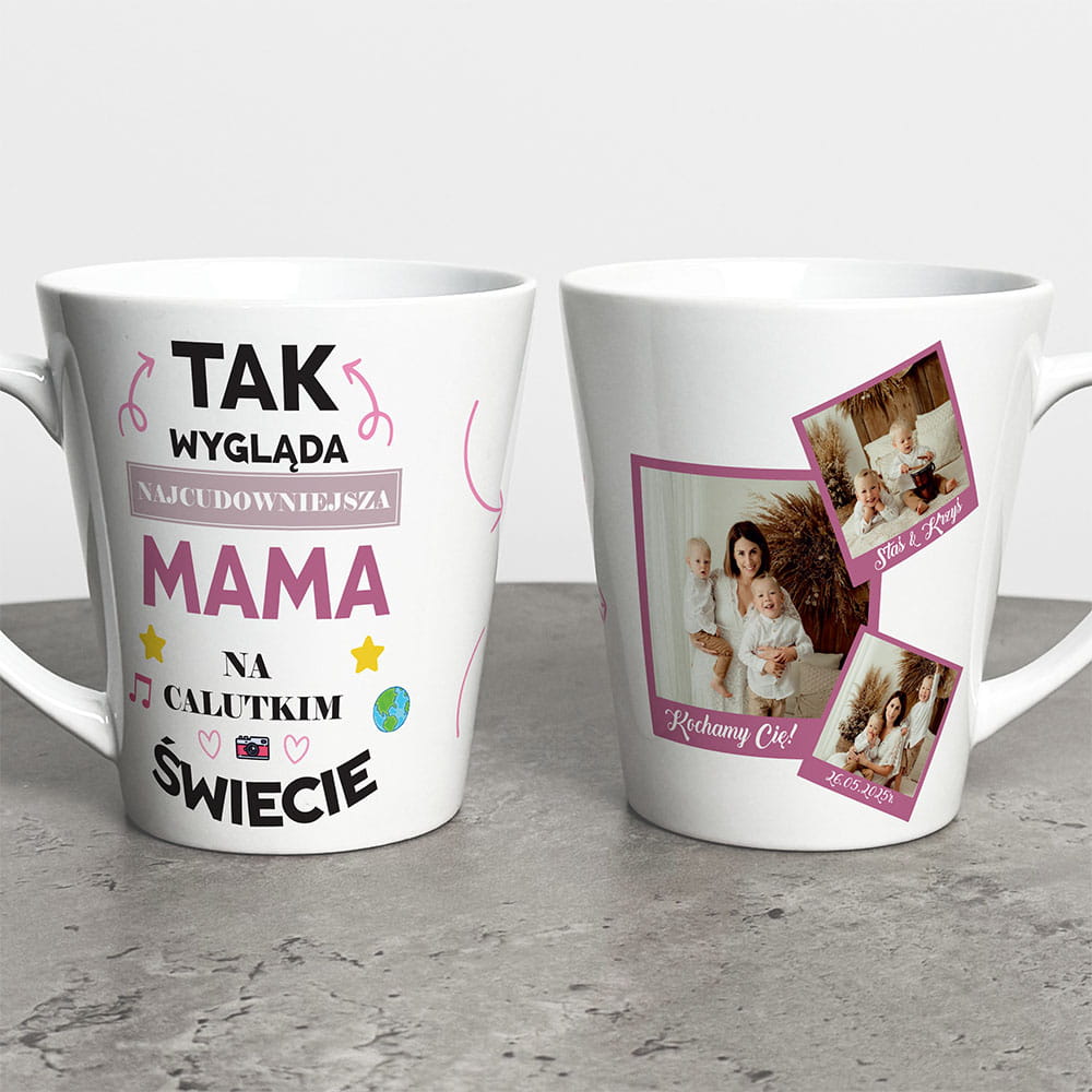 Kubek Latte Na Dzień Mamy Ze Zdjęciem i Imieniem